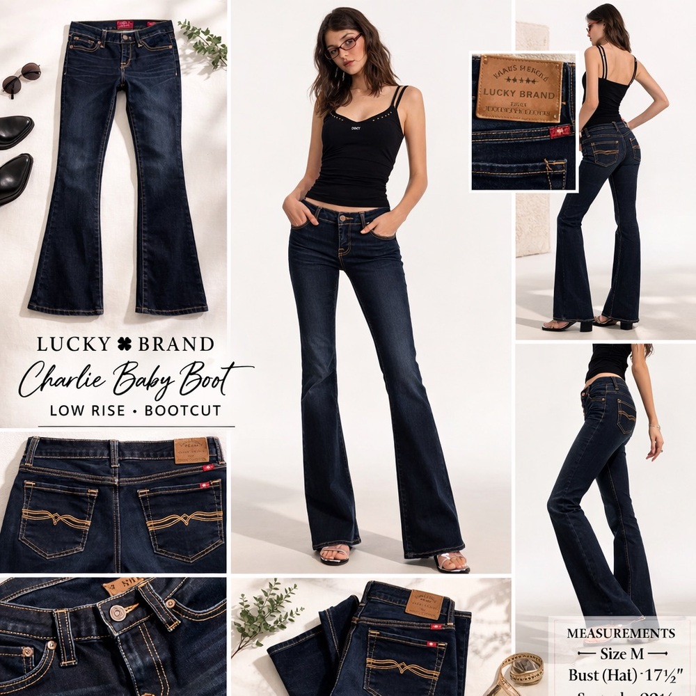 Lucky Brand Charlie Baby Boot Jeans Size 6/28 Low Rise Dark Wash Bootcut - Picture 5 of 12